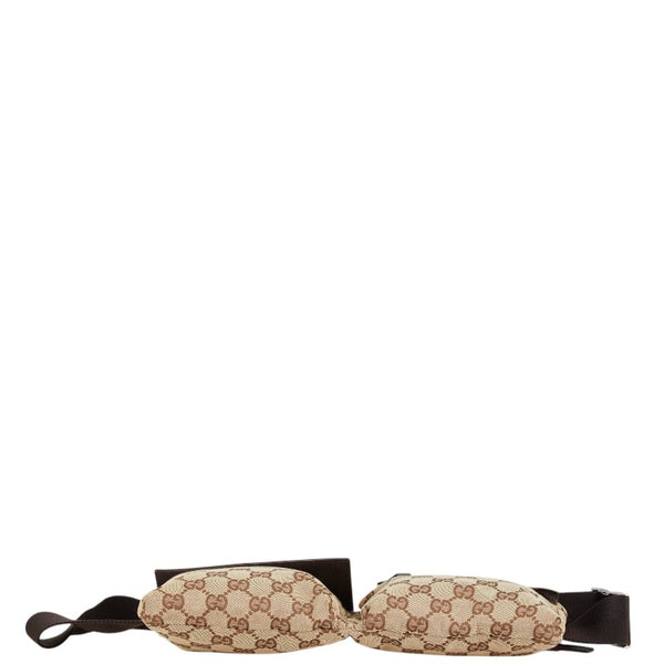 グッチ GGキャンバス ウエストバッグ ボディバッグ 28566 ベージュ ブラウン キャンバス レザー レディース GUCCI 【中古】