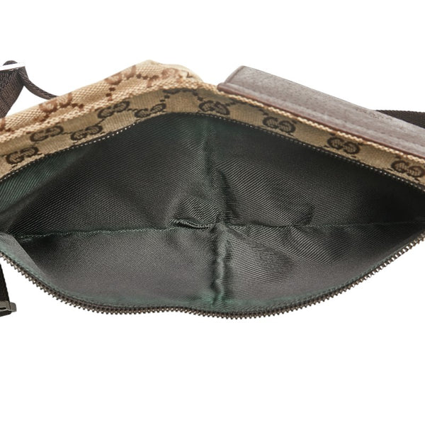 グッチ GGキャンバス ウエストバッグ ボディバッグ 28566 ベージュ ブラウン キャンバス レザー レディース GUCCI 【中古】