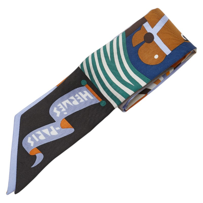 エルメス ツイリー Parade en Fanfare パラード アン ファンファーレ スカーフ ブルー ブラウン マルチカラー シルク レディース HERMES 【中古】