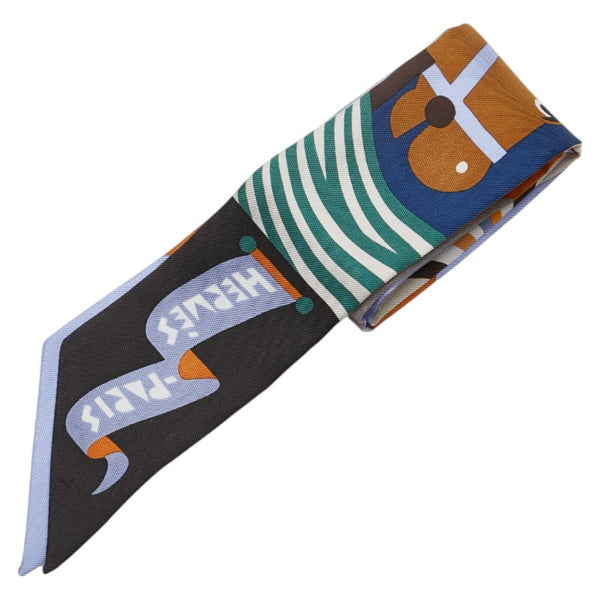 エルメス ツイリー Parade en Fanfare パラード アン ファンファーレ スカーフ ブルー ブラウン マルチカラー シルク レディース HERMES 【中古】