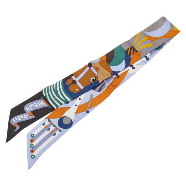 エルメス ツイリー Parade en Fanfare パラード アン ファンファーレ スカーフ ブルー ブラウン マルチカラー シルク レディース HERMES 【中古】