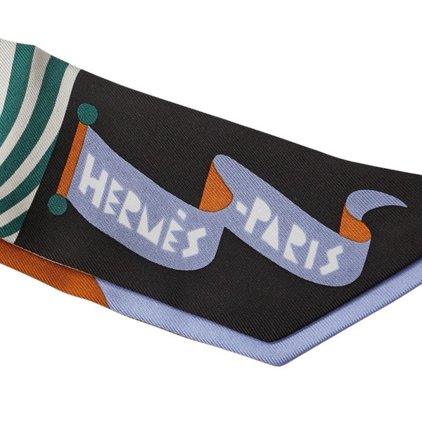 エルメス ツイリー Parade en Fanfare パラード アン ファンファーレ スカーフ ブルー ブラウン マルチカラー シルク レディース HERMES 【中古】