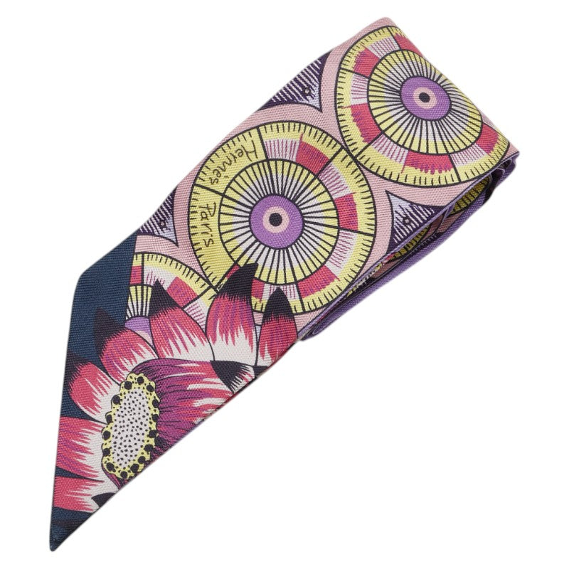 エルメス ツイリー THE SAVANA DANCE サバンナのダンス スカーフ パープル イエロー マルチカラー シルク レディース HERMES 【中古】