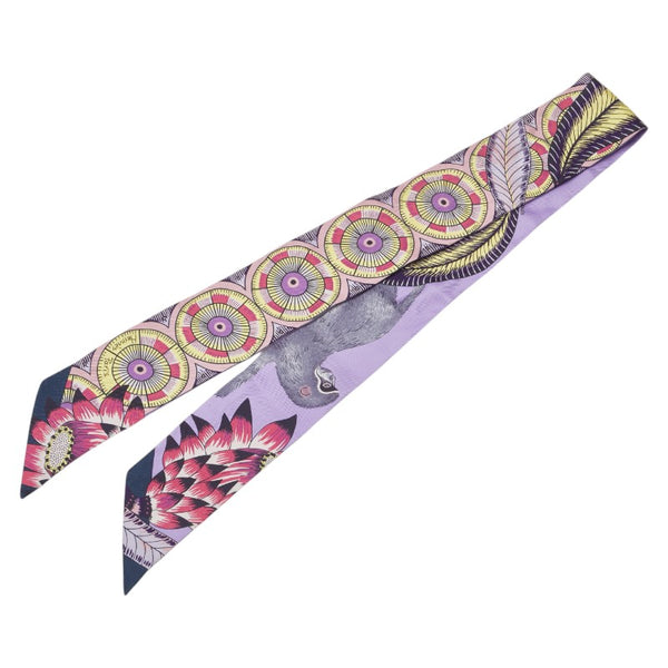 エルメス ツイリー THE SAVANA DANCE サバンナのダンス スカーフ パープル イエロー マルチカラー シルク レディース HERMES 【中古】