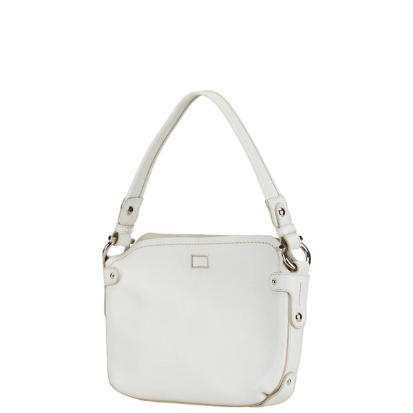 サルヴァトーレフェラガモ ロゴプレート ハンドバッグ ワンショルダーバッグ ホワイト レザー レディース Salvatore Ferragamo 【中古】