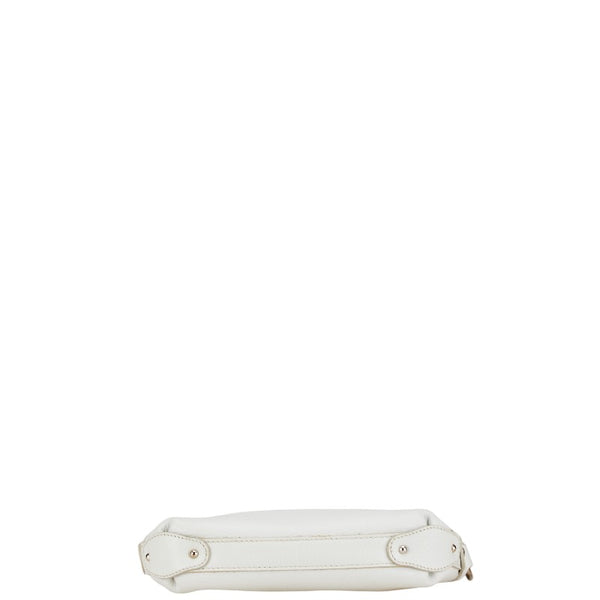 サルヴァトーレフェラガモ ロゴプレート ハンドバッグ ワンショルダーバッグ ホワイト レザー レディース Salvatore Ferragamo 【中古】