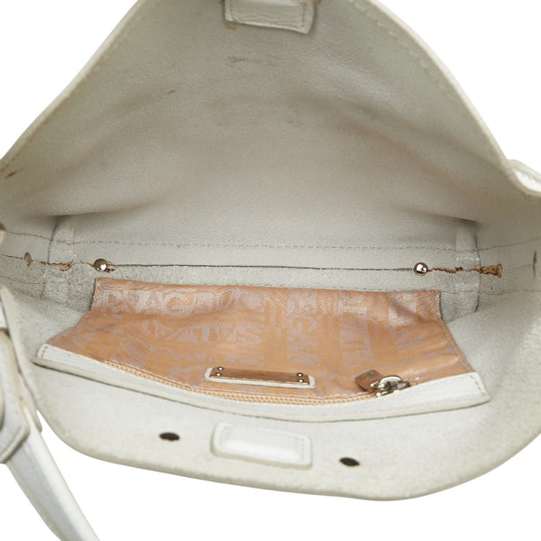 サルヴァトーレフェラガモ ロゴプレート ハンドバッグ ワンショルダーバッグ ホワイト レザー レディース Salvatore Ferragamo 【中古】