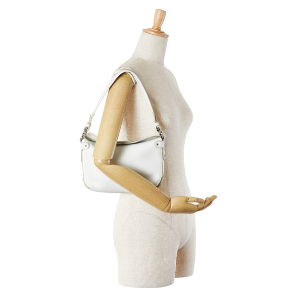 サルヴァトーレフェラガモ ロゴプレート ハンドバッグ ワンショルダーバッグ ホワイト レザー レディース Salvatore Ferragamo 【中古】