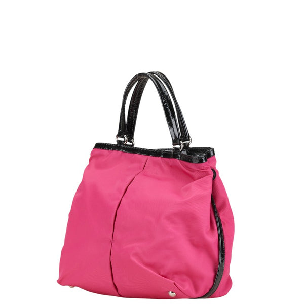 サルヴァトーレフェラガモ ヴァラ リボン ハンドバッグ ショルダーバッグ 2WAY ピンク ブラック ナイロン レザー レディース Salvatore Ferragamo 【中古】