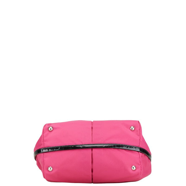 サルヴァトーレフェラガモ ヴァラ リボン ハンドバッグ ショルダーバッグ 2WAY ピンク ブラック ナイロン レザー レディース Salvatore Ferragamo 【中古】