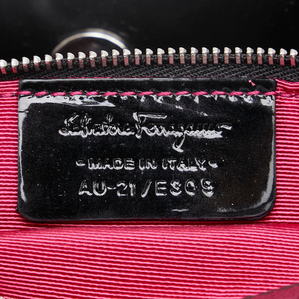 サルヴァトーレフェラガモ ヴァラ リボン ハンドバッグ ショルダーバッグ 2WAY ピンク ブラック ナイロン レザー レディース Salvatore Ferragamo 【中古】