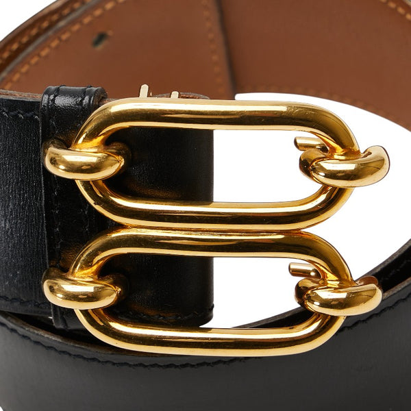 エルメス シェーヌダンクル ベルト 90 ブラック ゴールド レザー レディース HERMES 【中古】