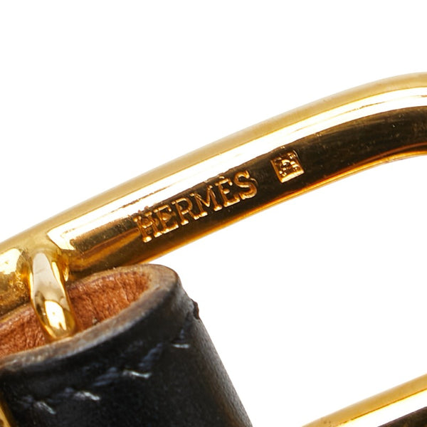 エルメス シェーヌダンクル ベルト 90 ブラック ゴールド レザー レディース HERMES 【中古】