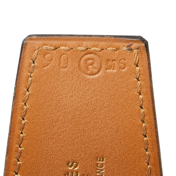 エルメス シェーヌダンクル ベルト 90 ブラック ゴールド レザー レディース HERMES 【中古】