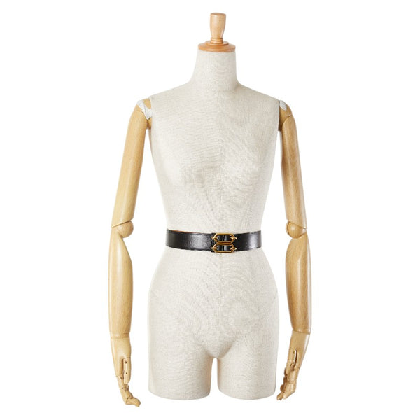 エルメス シェーヌダンクル ベルト 90 ブラック ゴールド レザー レディース HERMES 【中古】