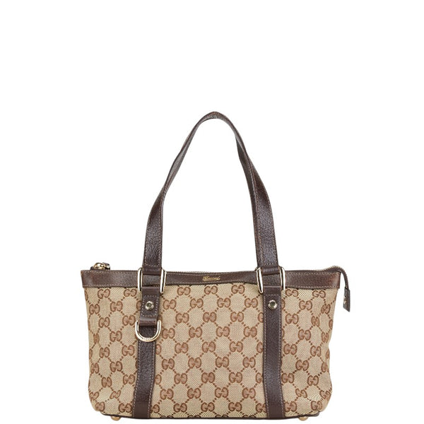 グッチ GGキャンバス アビー ハンドバッグ トートバッグ 141471 ベージュ ブラウン キャンバス レザー レディース GUCCI 【中古】