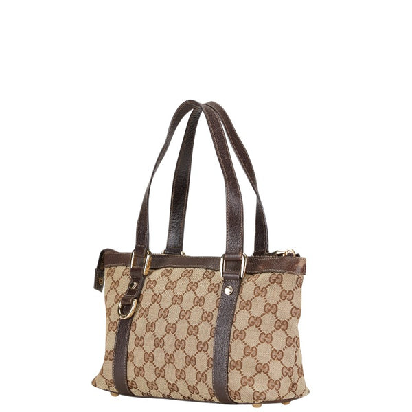 グッチ GGキャンバス アビー ハンドバッグ トートバッグ 141471 ベージュ ブラウン キャンバス レザー レディース GUCCI 【中古】