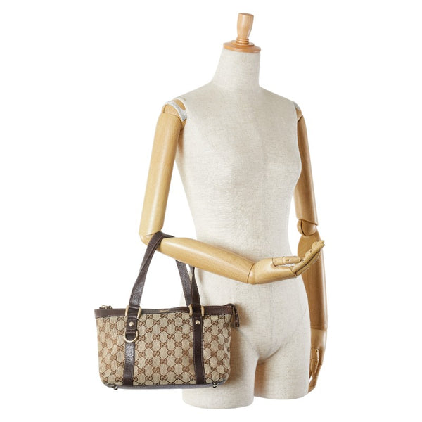 グッチ GGキャンバス アビー ハンドバッグ トートバッグ 141471 ベージュ ブラウン キャンバス レザー レディース GUCCI 【中古】