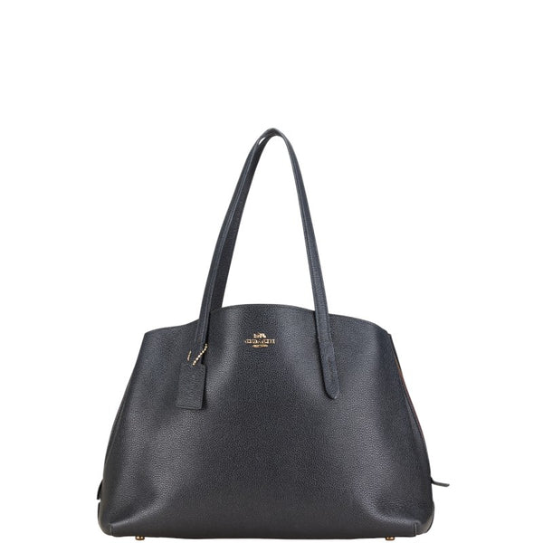 コーチ ロゴ ハンドバッグ トートバッグ 52547 ブラック レザー レディース COACH 【中古】