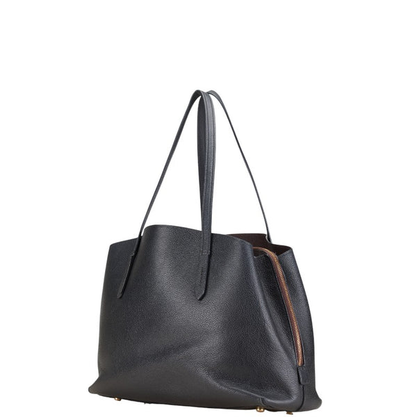 コーチ ロゴ ハンドバッグ トートバッグ 52547 ブラック レザー レディース COACH 【中古】