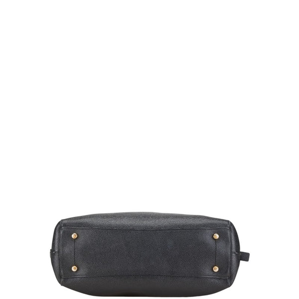 コーチ ロゴ ハンドバッグ トートバッグ 52547 ブラック レザー レディース COACH 【中古】