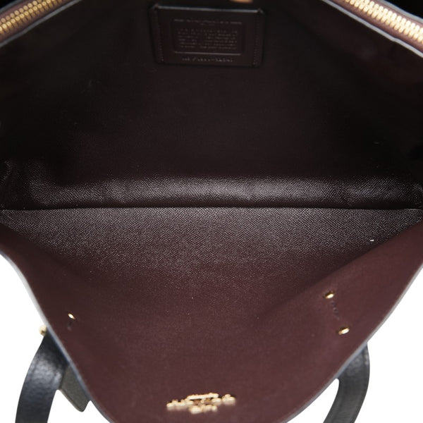 コーチ ロゴ ハンドバッグ トートバッグ 52547 ブラック レザー レディース COACH 【中古】