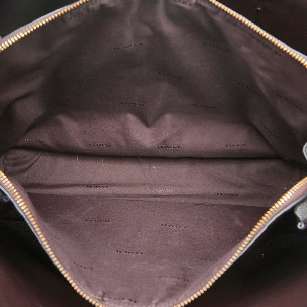 コーチ ロゴ ハンドバッグ トートバッグ 52547 ブラック レザー レディース COACH 【中古】