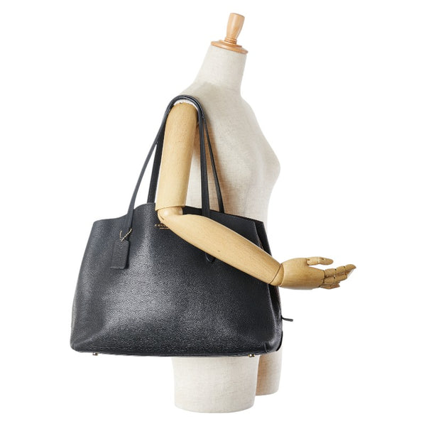 コーチ ロゴ ハンドバッグ トートバッグ 52547 ブラック レザー レディース COACH 【中古】