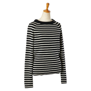 サンローラン ボーダー ニット サイズ：XS ホワイト ネイビー コットン ウール レディース SAINT LAURENT 【中古】