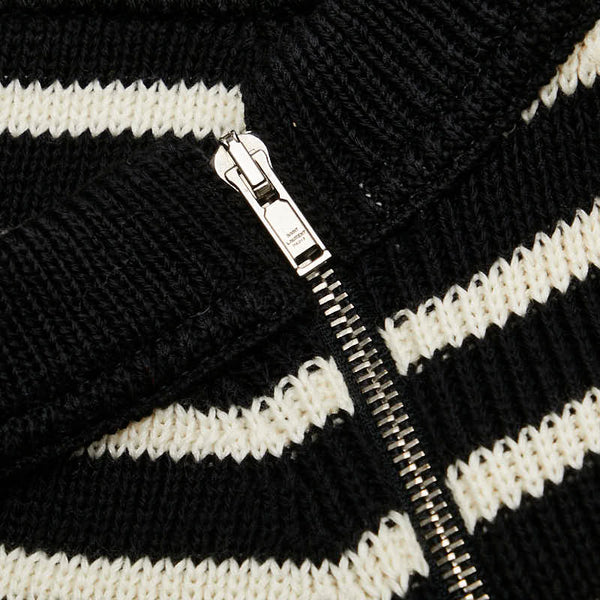 サンローラン ボーダー ニット サイズ：XS ホワイト ネイビー コットン ウール レディース SAINT LAURENT 【中古】