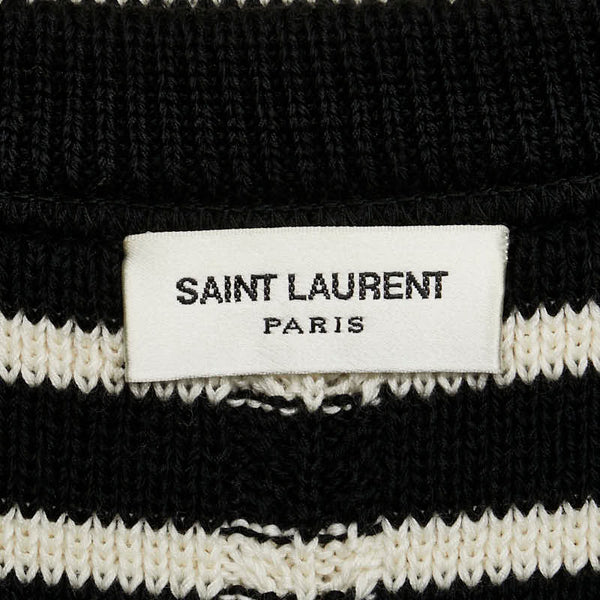 サンローラン ボーダー ニット サイズ：XS ホワイト ネイビー コットン ウール レディース SAINT LAURENT 【中古】