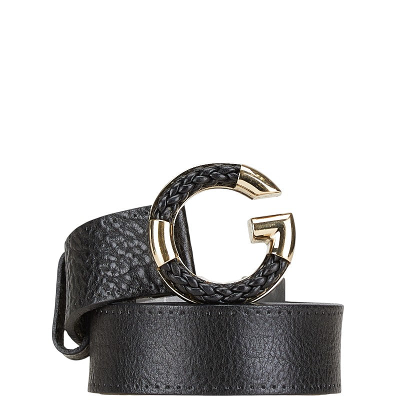 グッチ Gバックル ベルト 80.32 233233 ブラック ゴールド レザー レディース GUCCI 【中古】