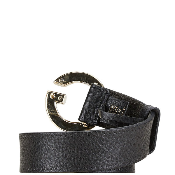 グッチ Gバックル ベルト 80.32 233233 ブラック ゴールド レザー レディース GUCCI 【中古】