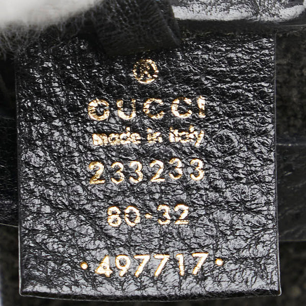 グッチ Gバックル ベルト 80.32 233233 ブラック ゴールド レザー レディース GUCCI 【中古】