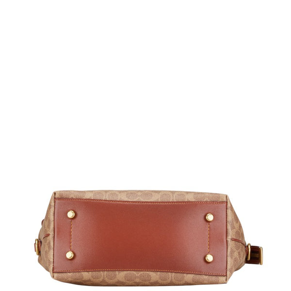 コーチ シグネチャー カラ サッチェル ハンドバッグ ショルダーバッグ 2WAY CE742 ベージュ ブラウン PVC レザー レディース COACH 【中古】