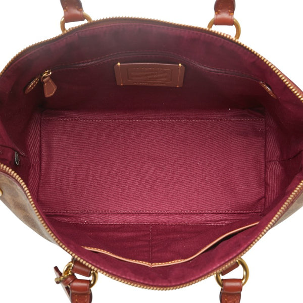 コーチ シグネチャー カラ サッチェル ハンドバッグ ショルダーバッグ 2WAY CE742 ベージュ ブラウン PVC レザー レディース COACH 【中古】