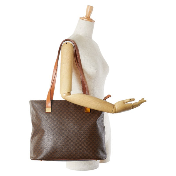 セリーヌ マカダム トートバッグ ブラウン PVC レザー レディース CELINE 【中古】