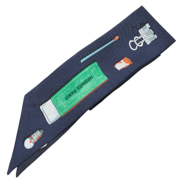 エルメス ツイリー In the Pocket イン ザ ポケット スカーフ ネイビー マルチカラー シルク レディース HERMES 【中古】