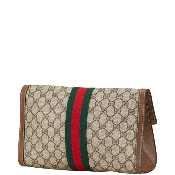グッチ GGスプリーム シェリーライン クラッチバッグ セカンドバッグ 41 014 3087 30 ベージュ ブラウン PVC レザー レディース GUCCI 【中古】
