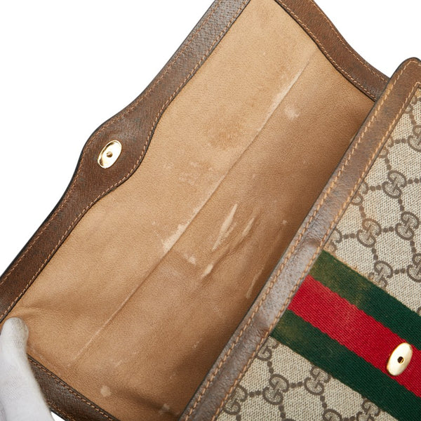 グッチ GGスプリーム シェリーライン クラッチバッグ セカンドバッグ 41 014 3087 30 ベージュ ブラウン PVC レザー レディース GUCCI 【中古】