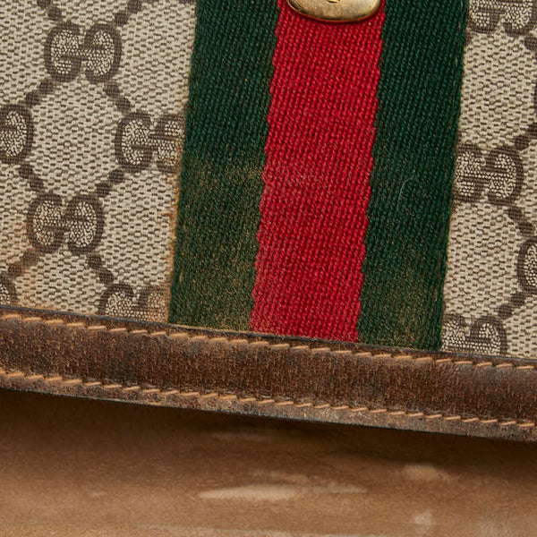グッチ GGスプリーム シェリーライン クラッチバッグ セカンドバッグ 41 014 3087 30 ベージュ ブラウン PVC レザー レディース GUCCI 【中古】