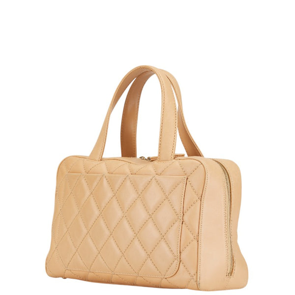 シャネル マトラッセ ワイルドステッチ ハンドバッグ ベージュ ラムスキン レディース CHANEL 【中古】
