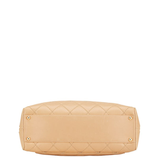 シャネル マトラッセ ワイルドステッチ ハンドバッグ ベージュ ラムスキン レディース CHANEL 【中古】
