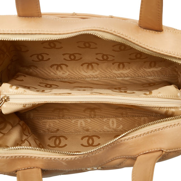 シャネル マトラッセ ワイルドステッチ ハンドバッグ ベージュ ラムスキン レディース CHANEL 【中古】