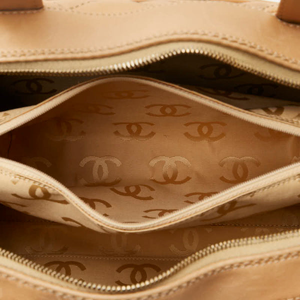 シャネル マトラッセ ワイルドステッチ ハンドバッグ ベージュ ラムスキン レディース CHANEL 【中古】