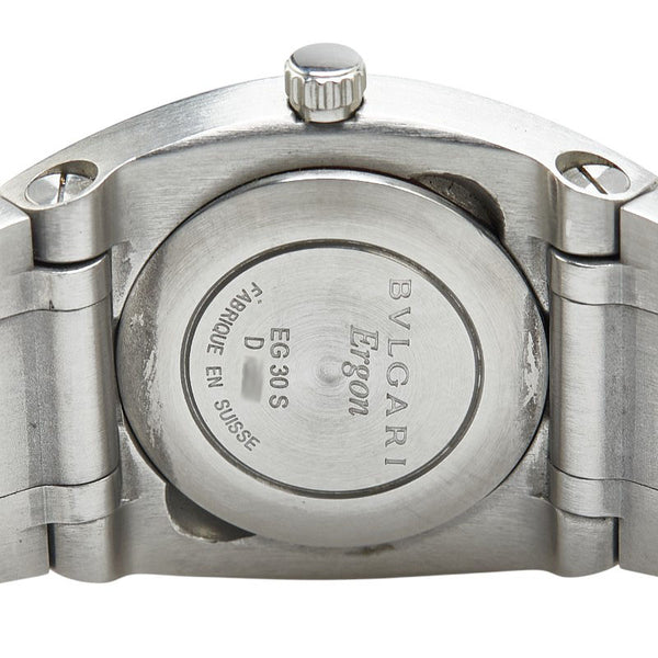 ブルガリ エルゴン 腕時計 EG30S クオーツ ブラック文字盤 ステンレススチール メンズ BVLGARI 【中古】