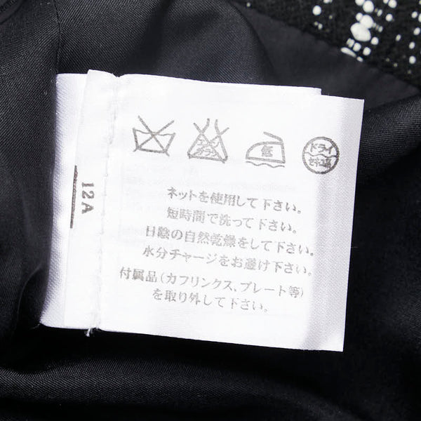 シャネル ツイード ノーカラージャケット ココマークボタン ジャケット スカート セットアップ サイズ：40 ブラック ホワイト ナイロン シルク ポリウレタン レディース CHANEL 【中古】