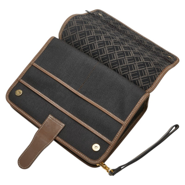 ダンヒル セカンドバッグ クラッチバッグ グレー ブラウン PVC レザー メンズ Dunhill 【中古】