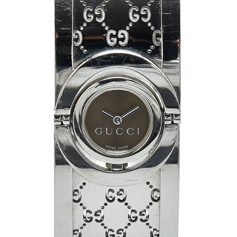 グッチ トワール 112 バングルウォッチ 腕時計 クオーツ ブラウン文字盤 ステンレススチール レディース GUCCI 【中古】
