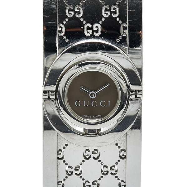 グッチ トワール 112 バングルウォッチ 腕時計 クオーツ ブラウン文字盤 ステンレススチール レディース GUCCI 【中古】